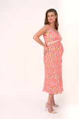 Pink Flowers Bias-Cut Maternity Dress