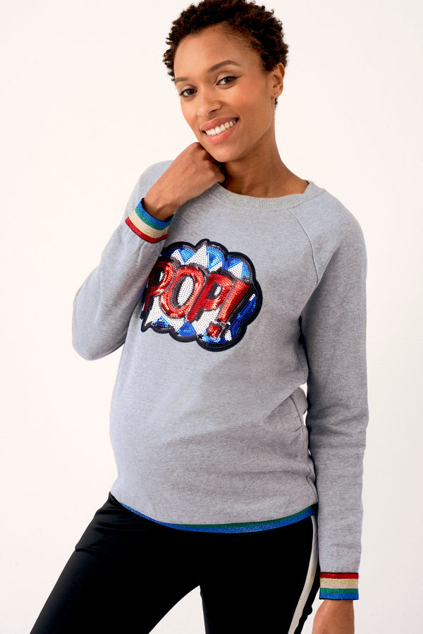Maternity Sweatshirt With Rainbow Cuffs
