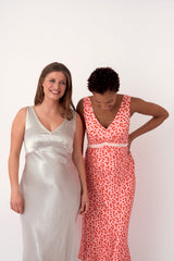 Pink Flowers Bias-Cut Maternity Dress
