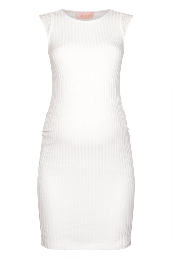 White Ribbed Body-Con Maternity Dress