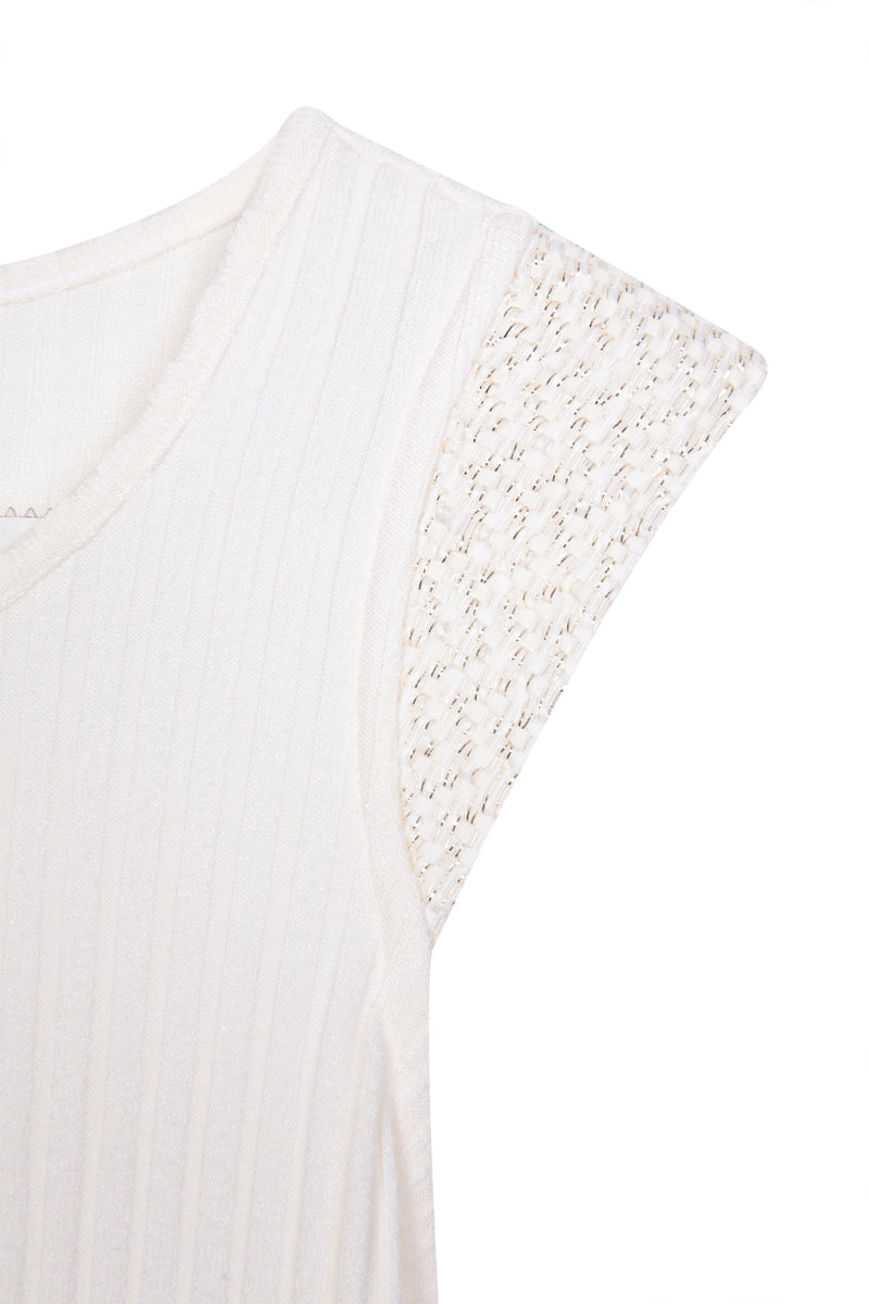 White Ribbed Body-Con Maternity Dress