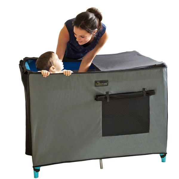 SnoozeShade for Travel Cots | Travel Cot Blackout Canopy | Air-Permeable Mesh Blocks 94% of Light