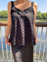 Breastfeeding Top Cami in Black Satin