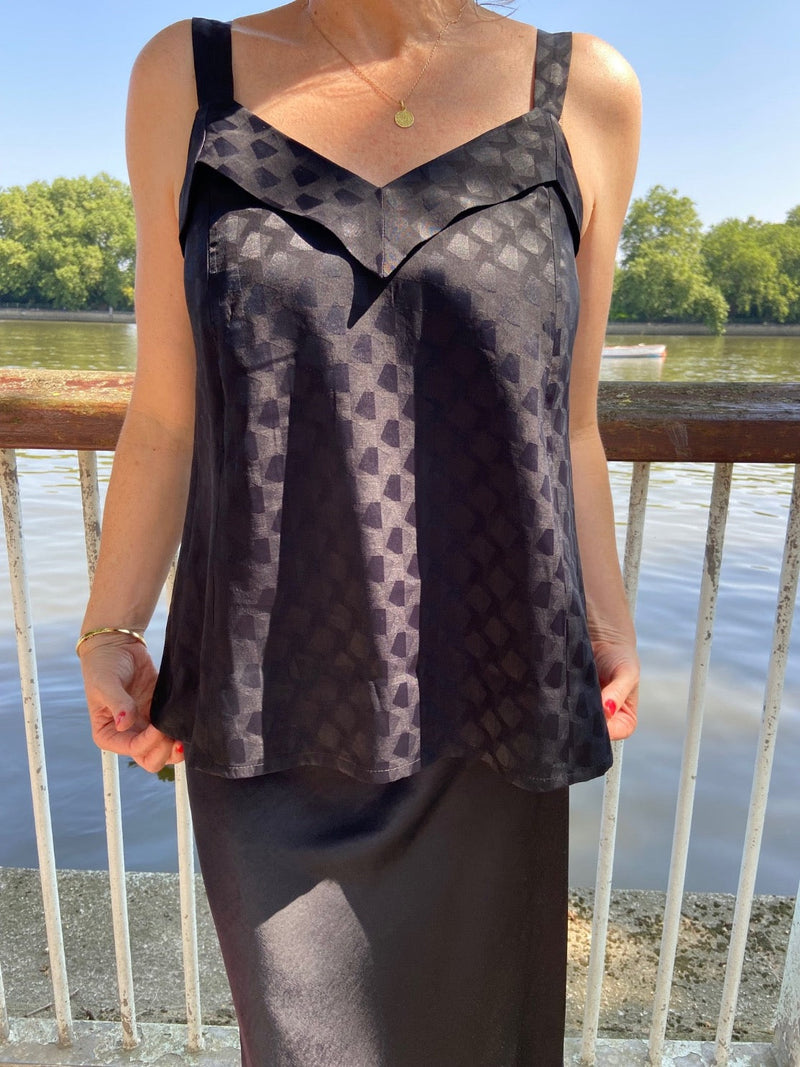 Breastfeeding Top Cami in Black Satin