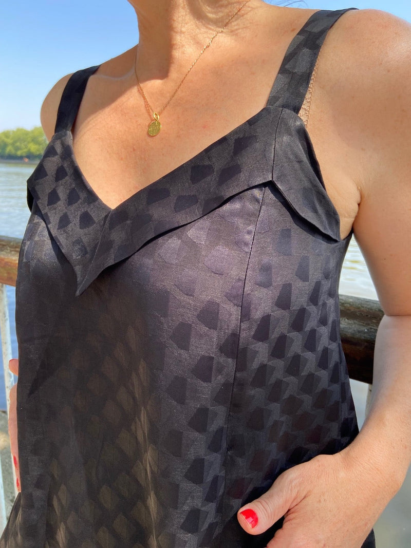 Breastfeeding Top Cami in Black Satin