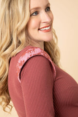 Ribbed Maternity Dress in Berry
