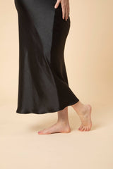 Black Satin Maternity Skirt - Midi-Skirt