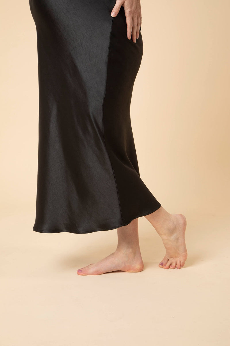 Black Satin Maternity Skirt - Midi-Skirt