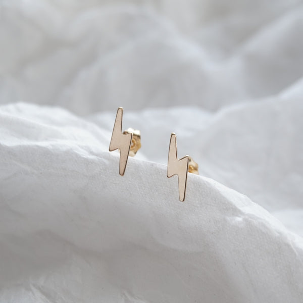 Gold Bolt Stud Earrings