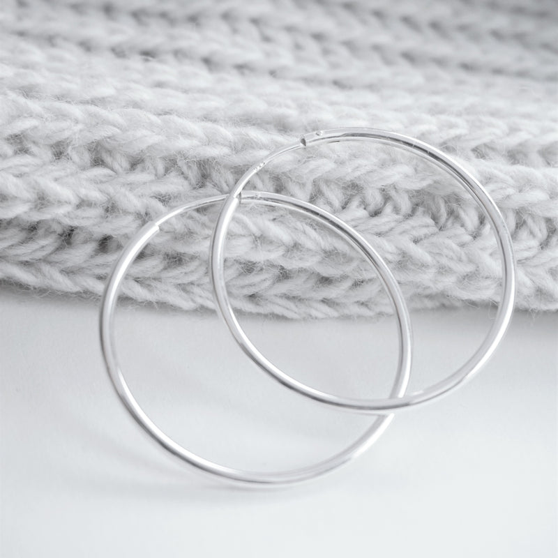 Sterling Silver Heavy Hoop Earrings (40mm)