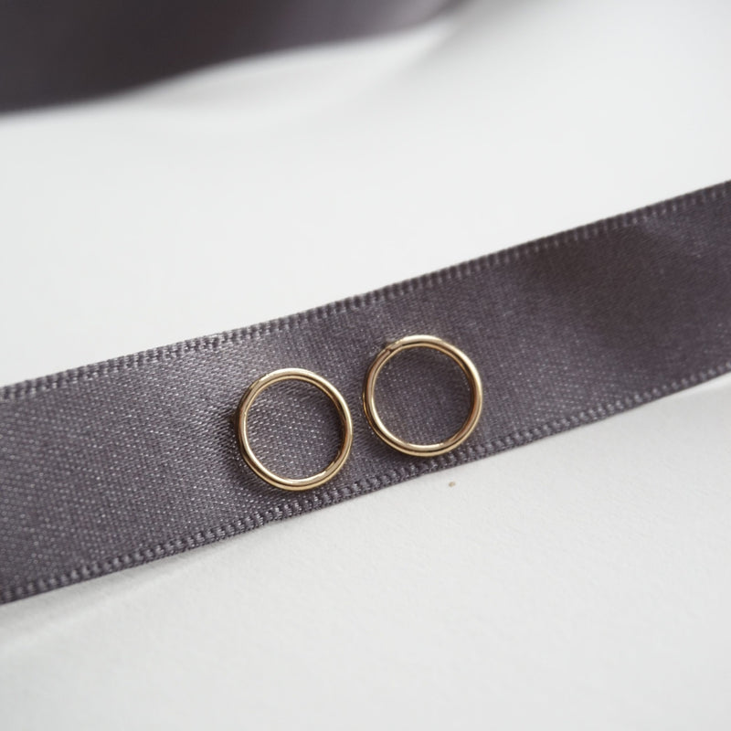 Gold Small Circle Stud Earrings