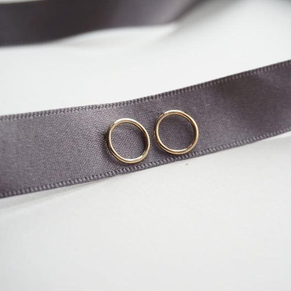 Gold Small Circle Stud Earrings