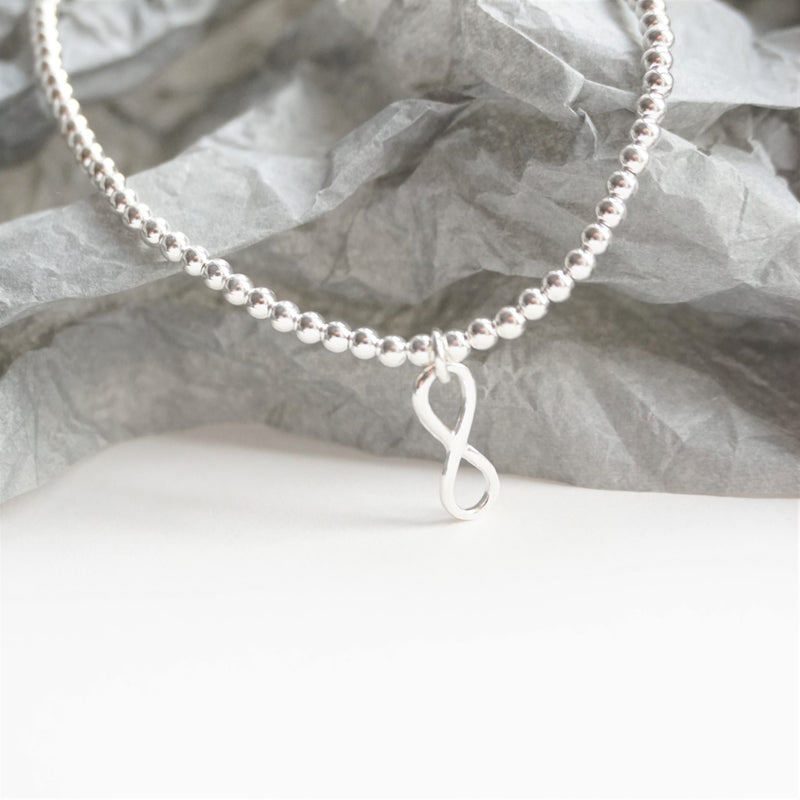 Sterling Silver Stretch Anklet With Infinity Charm