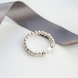 Sterling Silver Stretch Ring With Half Moon Bead