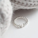 Sterling Silver Stretch Ring With Stardust Bead