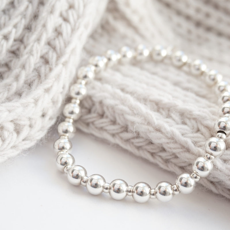 Sterling Silver Chunky Stretch Stack Bracelet