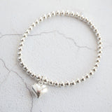 Sterling Silver Stretch Bracelet With Large Heart Charm