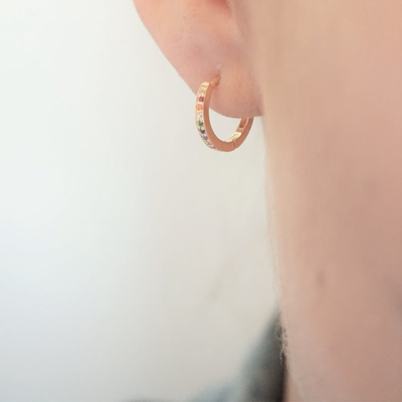 Gold Rainbow Hoop Earrings