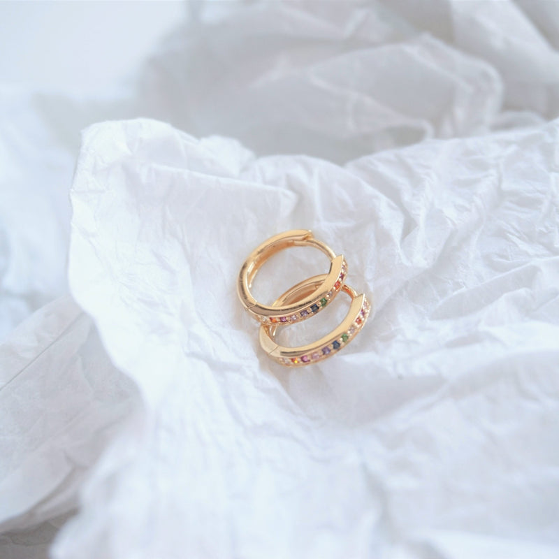 Gold Rainbow Hoop Earrings