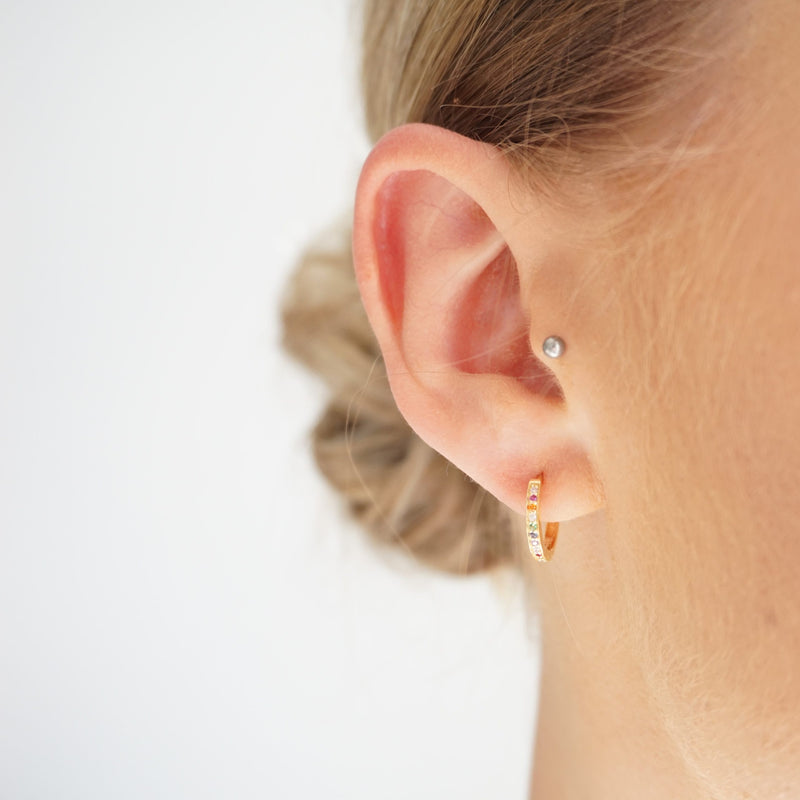 Gold Rainbow Hoop Earrings