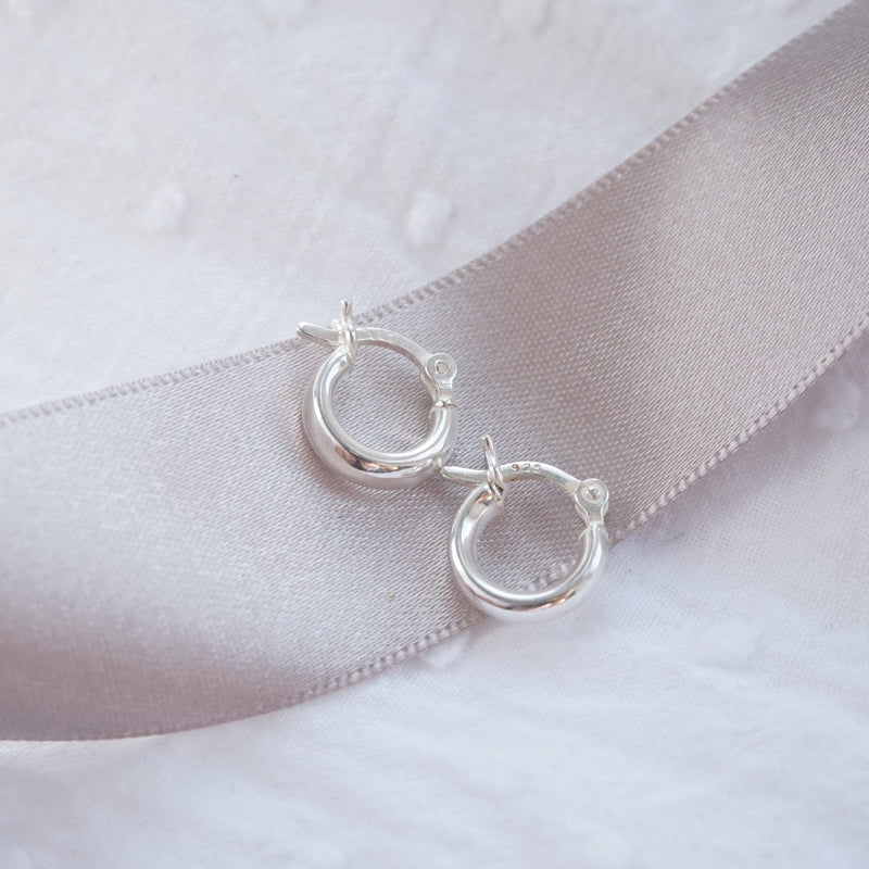 Sterling Silver 10mm Huggie Earhoop Earrings