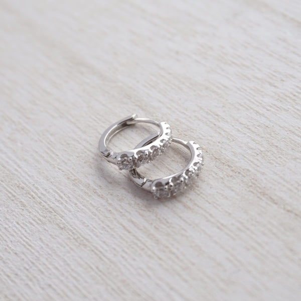 Sterling Silver Crystal Huggie Hoop Earrings