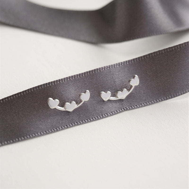 Sterling Silver Heart Cluster Stud Earrings