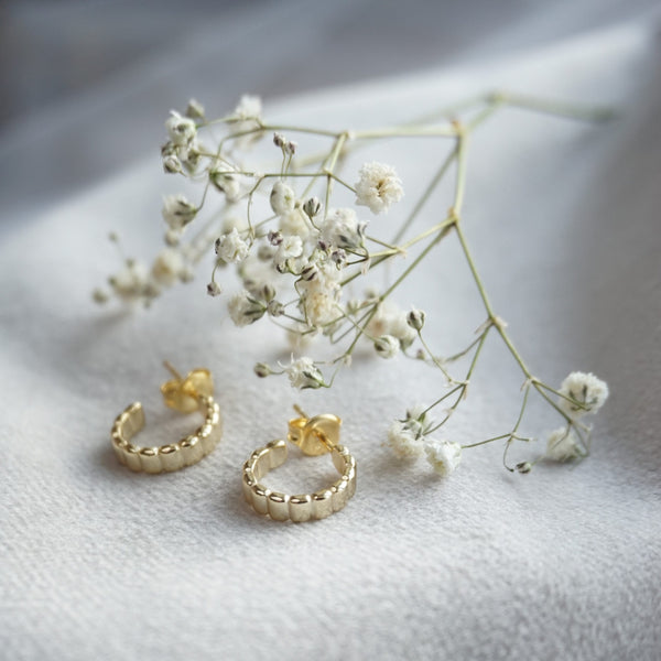 Gold Beaded Hoop Earrings