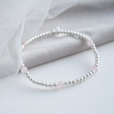 Sterling Silver and Rose Quartz Stretch Bracelet