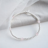 Sterling Silver and Rose Quartz Stretch Bracelet