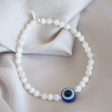 Sterling Silver and Mother of Pearl Bracelet With Evil Eye