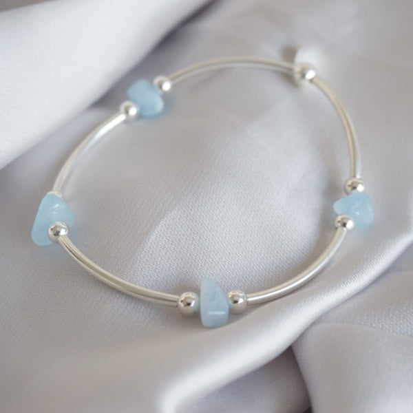 Sterling Silver and Aquamarine Noodle Bracelet