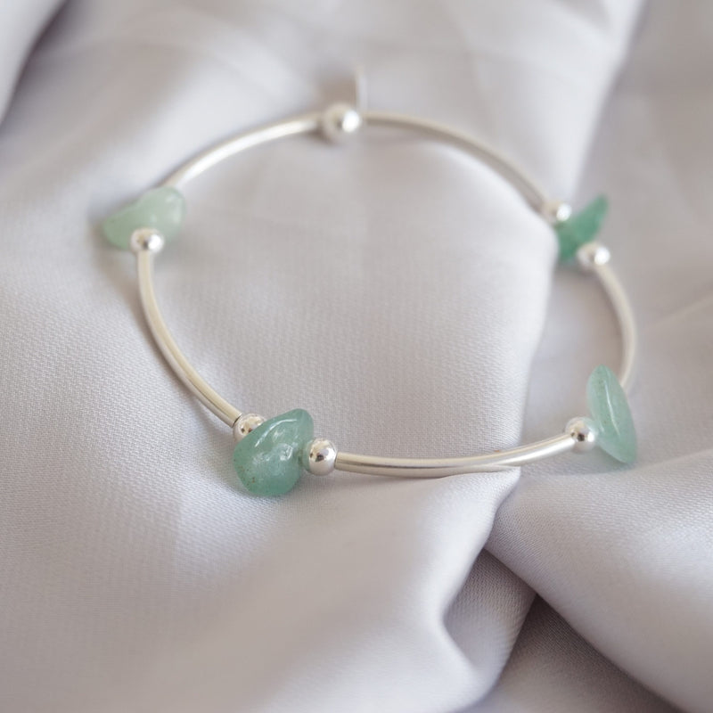 Sterling Silver and Aventurine Noodle Bracelet