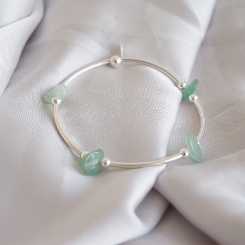 Sterling Silver and Aventurine Noodle Bracelet