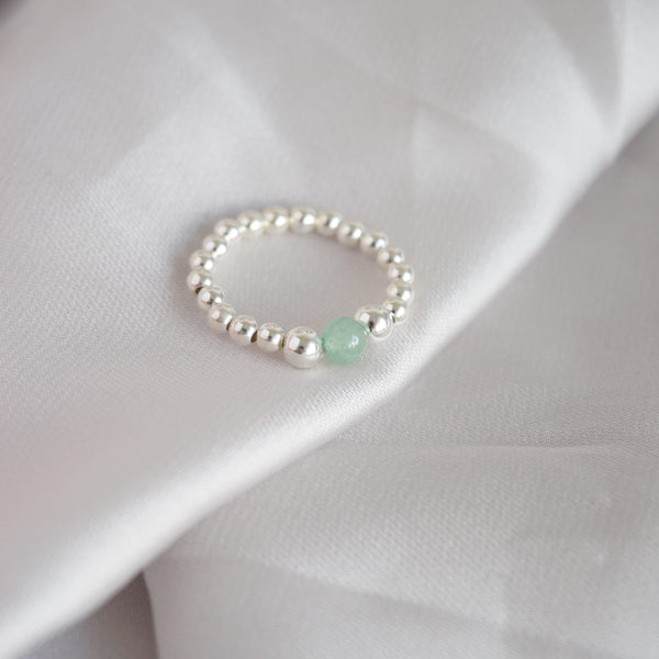 Sterling Silver Ring With Aventurine Bead