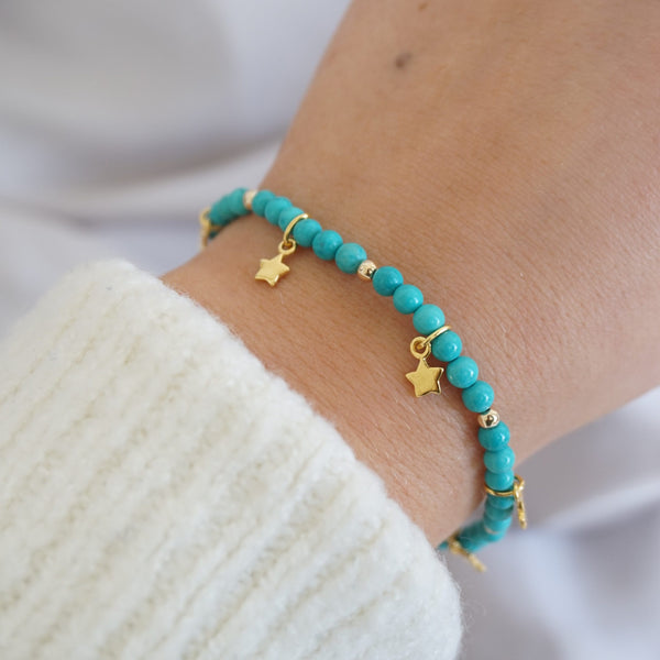 Gold and Turquoise Bracelet With Stars
