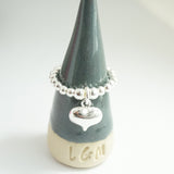 Sterling Silver Stretch Ring With Large Heart Charm