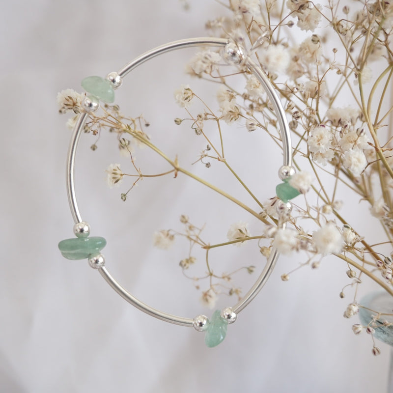 Sterling Silver and Aventurine Noodle Bracelet