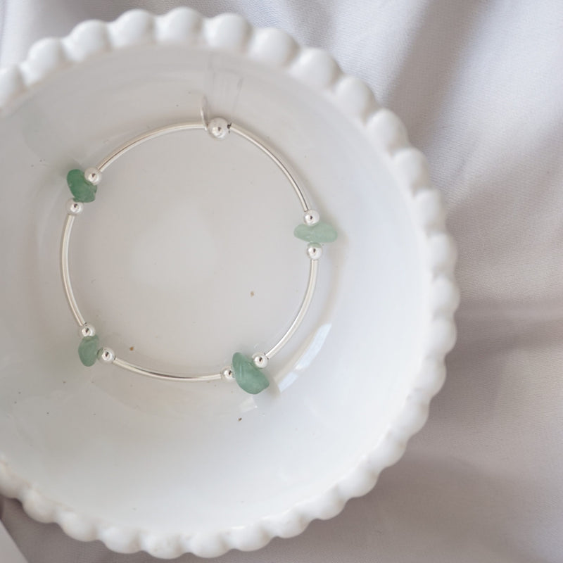 Sterling Silver and Aventurine Noodle Bracelet