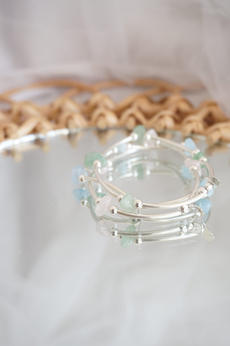 Sterling Silver and Aventurine Noodle Bracelet