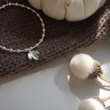 Sterling Silver Stretch Bracelet With Leaf Charm
