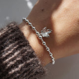 Sterling Silver Stretch Bracelet With Leaf Charm