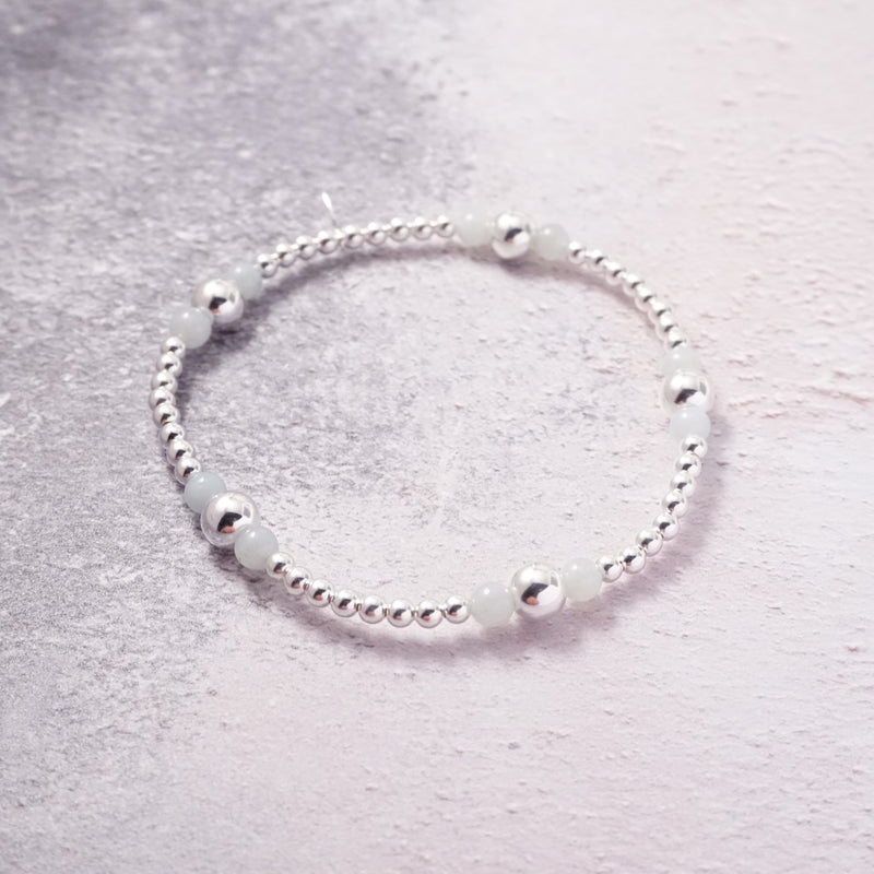 Sterling Silver and Chinese Amazonite Stack Bracelet