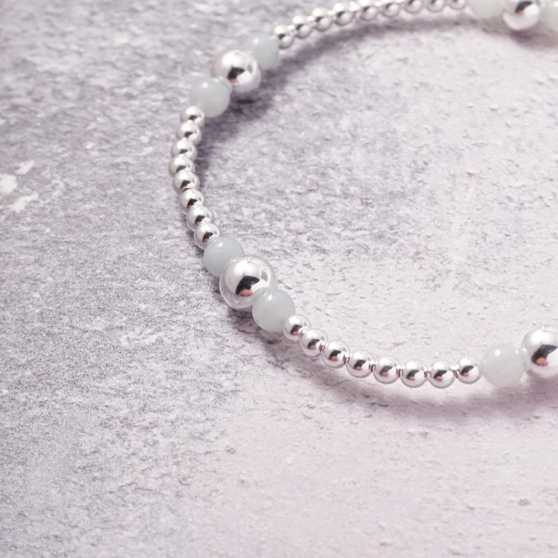 Sterling Silver and Chinese Amazonite Stack Bracelet