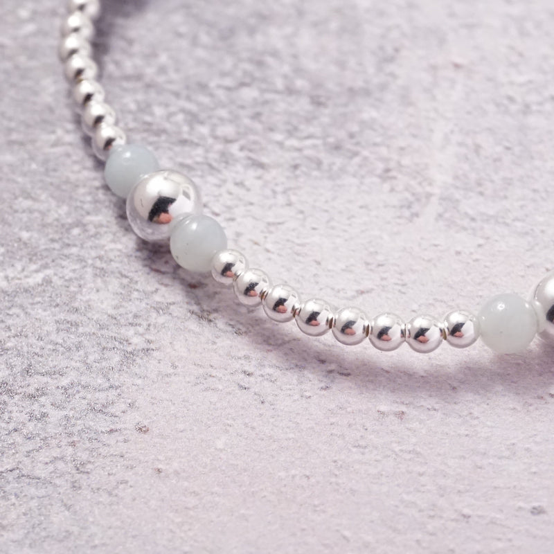 Sterling Silver and Chinese Amazonite Stack Bracelet