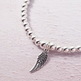 Sterling Silver Stretch Bracelet With Angel Wing Charm