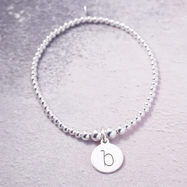 Sterling Silver Bracelet With One Lowercase Initial