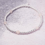 Sterling Silver and Rose Quartz Stretch Bracelet