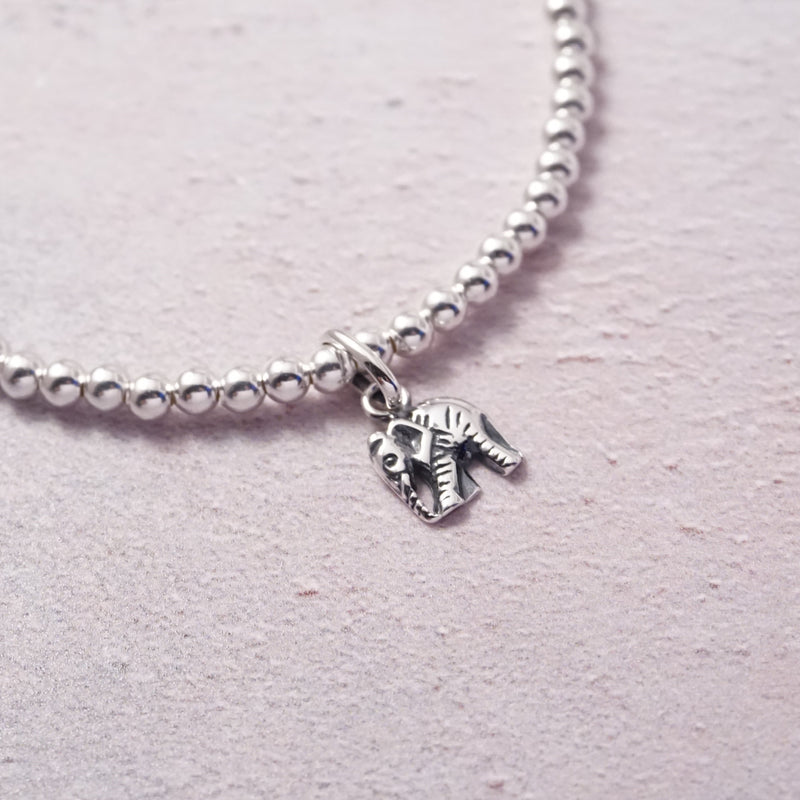 Sterling Silver Stretch Bracelet With Elephant Charm