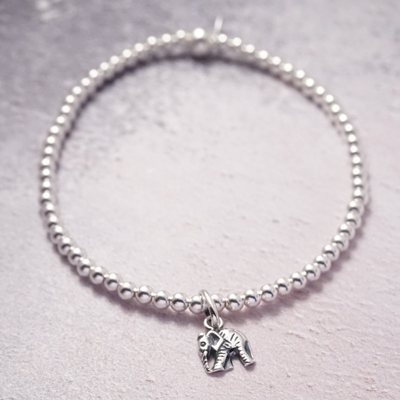 Sterling Silver Stretch Bracelet With Elephant Charm
